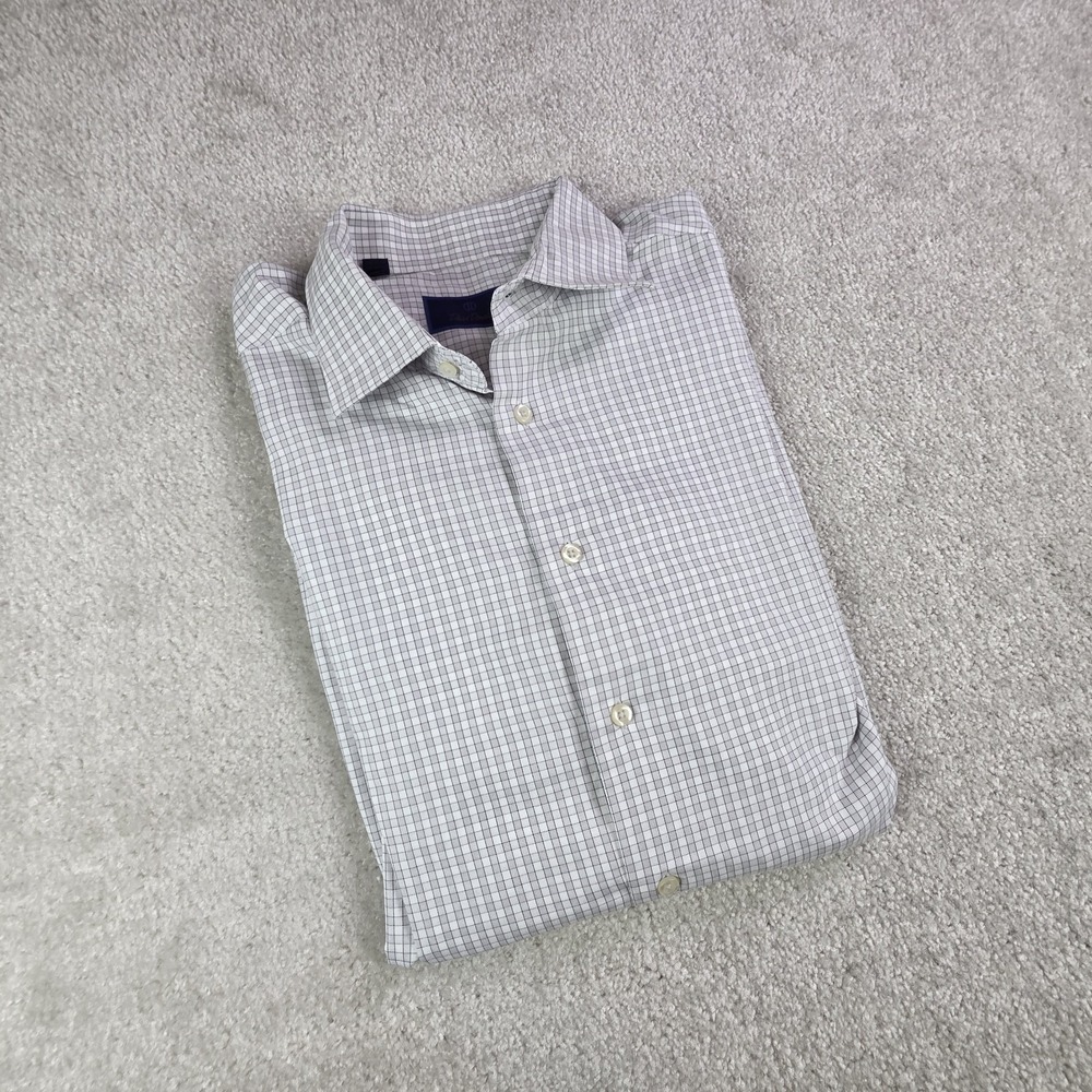 David Donahue Dress Shirt Mens Size 17‎ 32/33 Gray Check